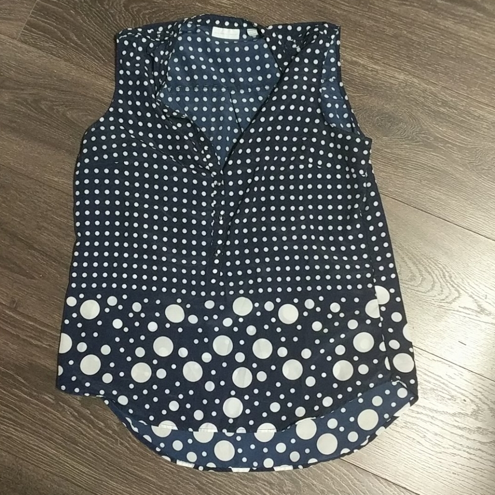 4/20 Navy and white polka dot tank top